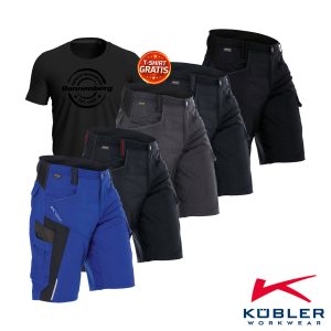 Kübler BODYFORCE Shorts – leichte Arbeitsshorts für heiße Tage - T-Shirt gratis
